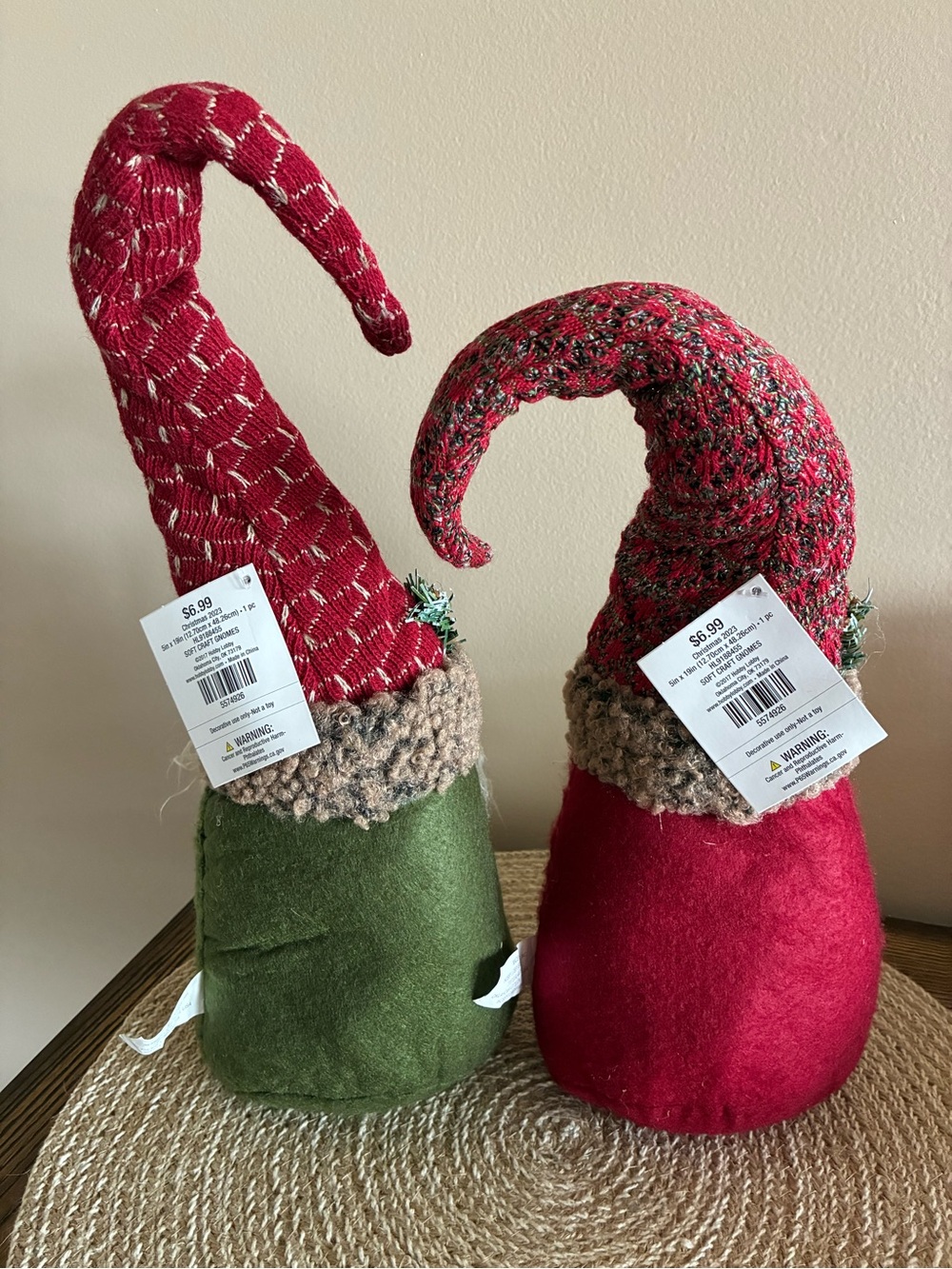 Hobby Lobby Knit-Top Holiday Gnome Duo in Red and Green - Picture 2 of 6